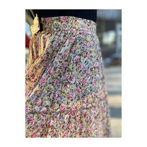 Cottagecore 1970s Pleat Floral Maxi Skirt Prairie